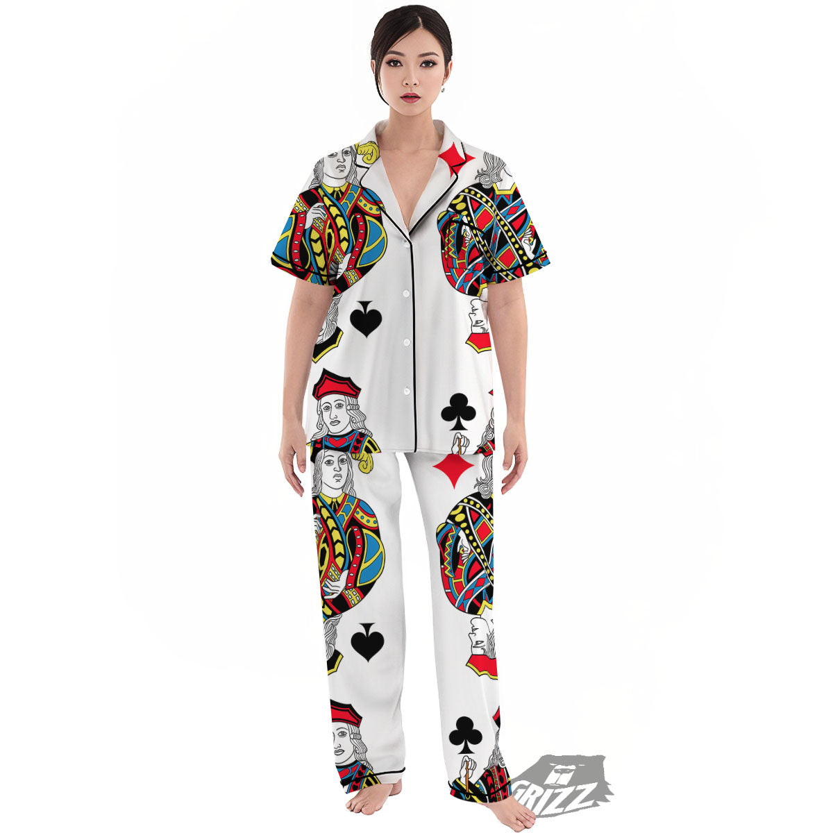 Playing Cards Four Jacks Print Women's Pajamas Set-grizzshop