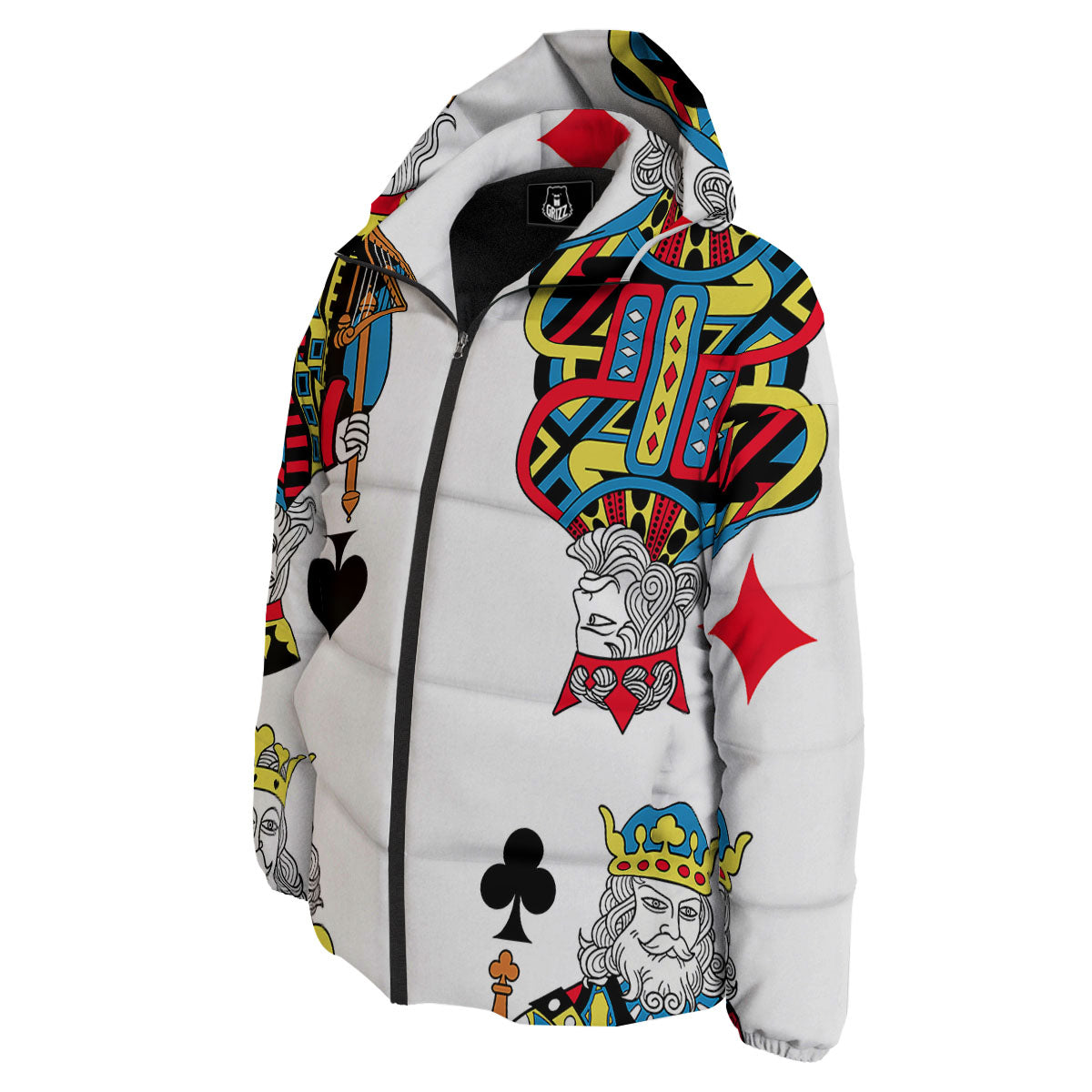 Playing Cards Four Kings Print Down Jacket-grizzshop