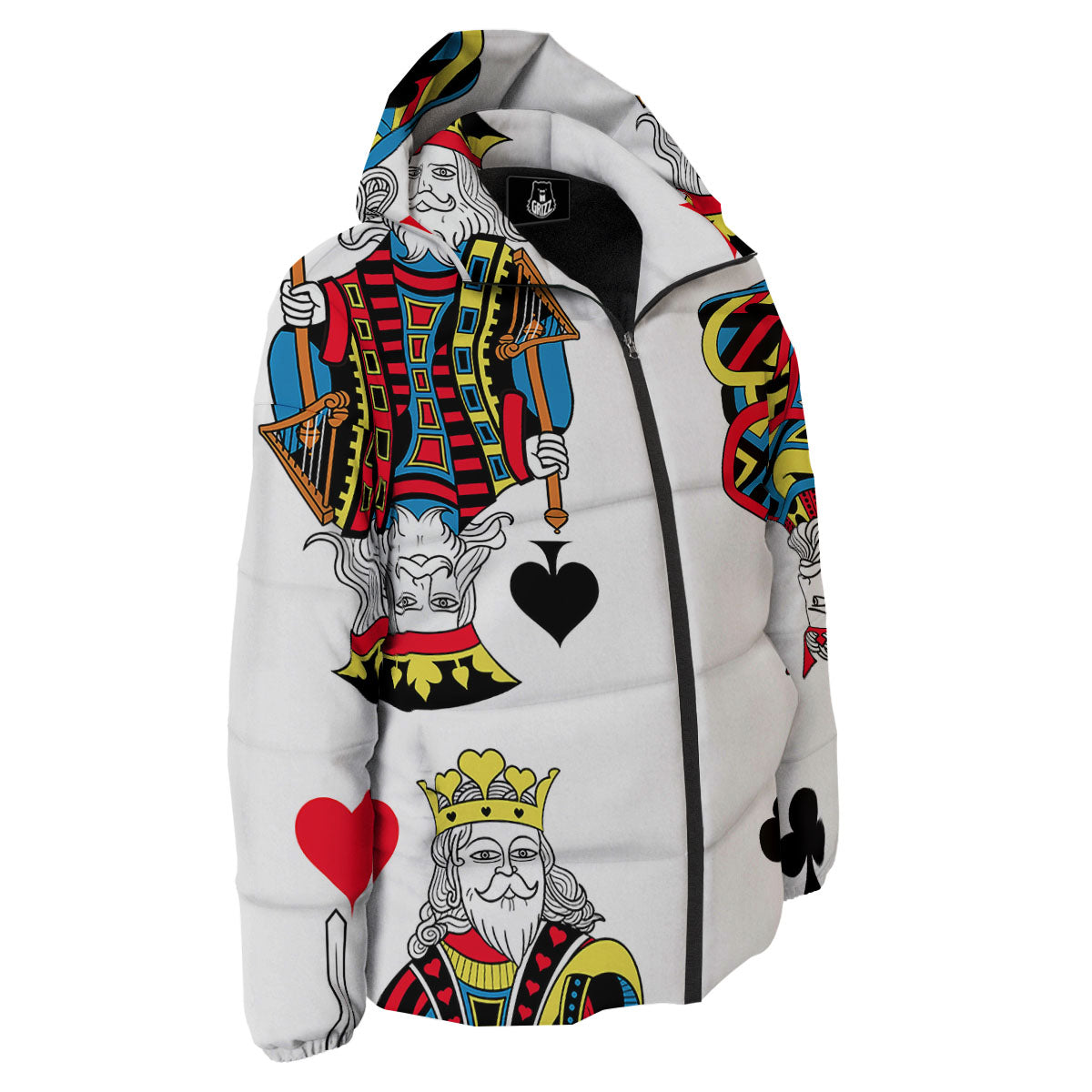 Playing Cards Four Kings Print Down Jacket-grizzshop