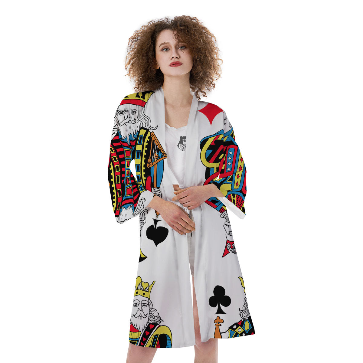 Playing Cards Four Kings Print Kimono-grizzshop