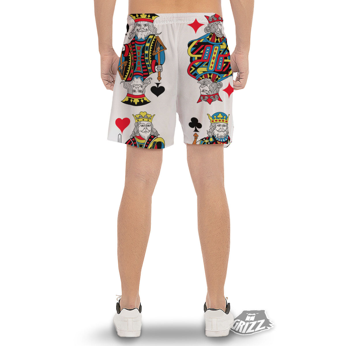 Playing Cards Four Kings Print Men's Gym Shorts-grizzshop