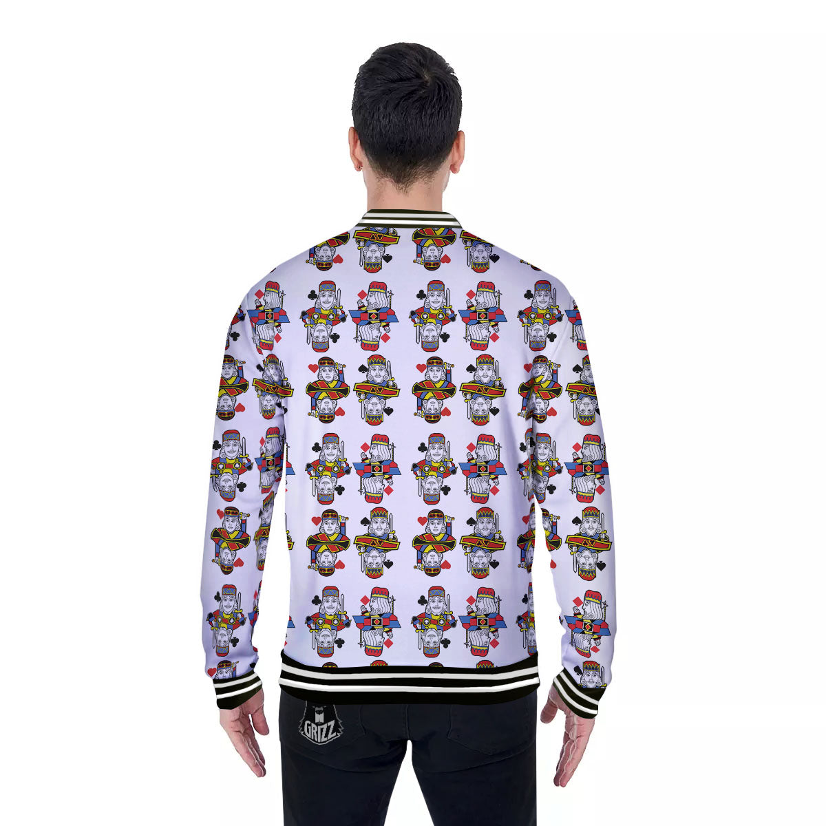 Playing Cards Four Kings Print Pattern Baseball Jacket-grizzshop