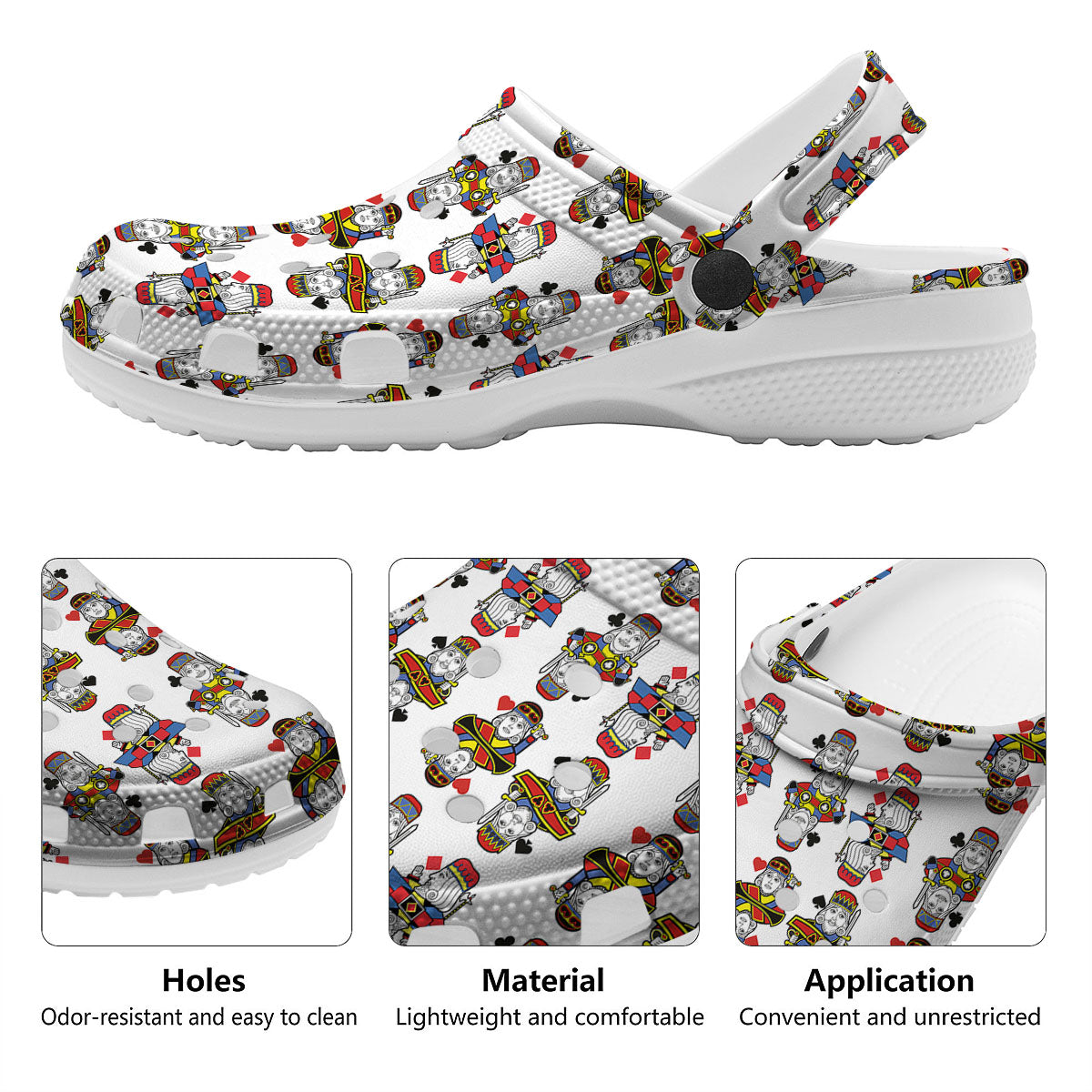 Playing Cards Four Kings Print Pattern Clog-grizzshop