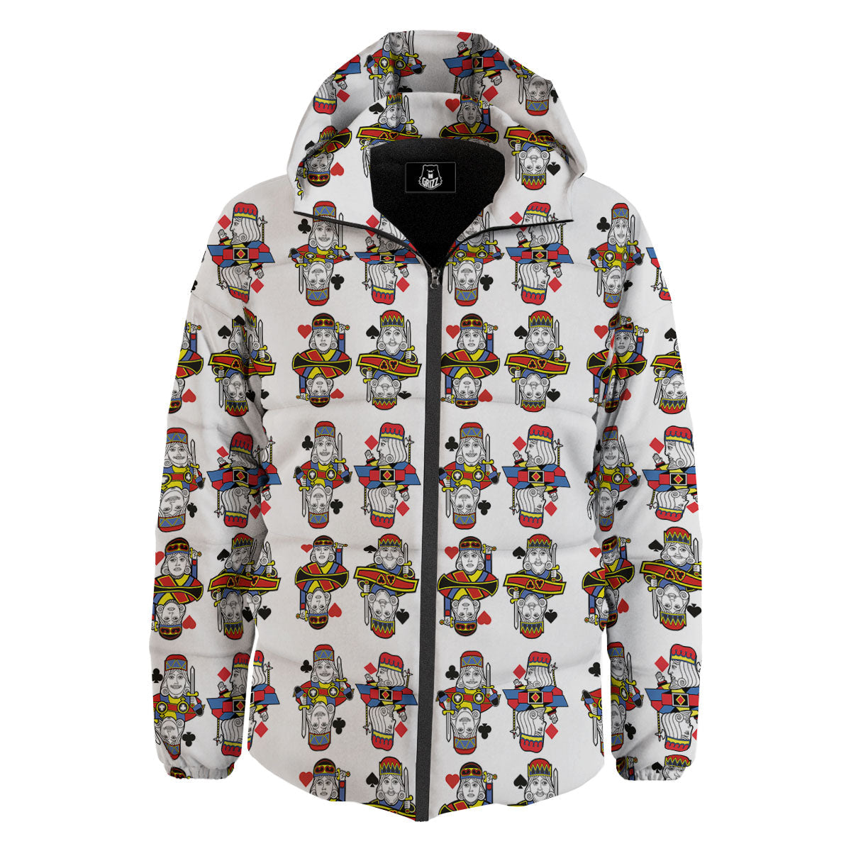 Playing Cards Four Kings Print Pattern Down Jacket-grizzshop