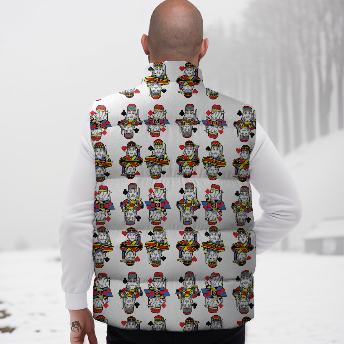 Playing Cards Four Kings Print Pattern Down Vest-grizzshop