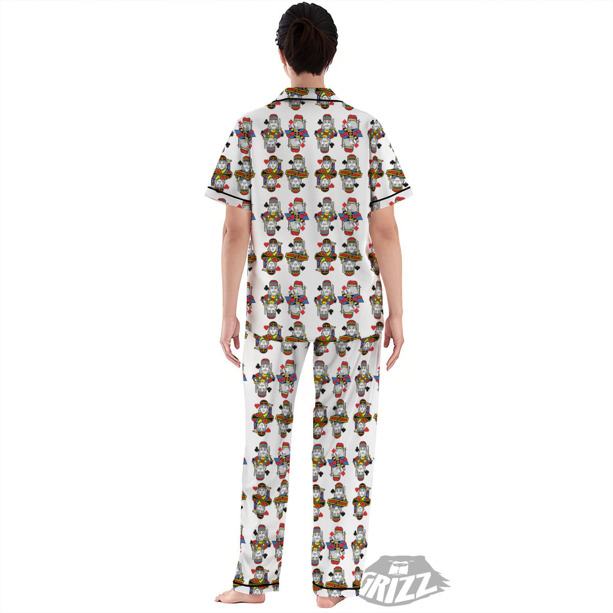 Playing Cards Four Kings Print Pattern Women's Pajamas Set-grizzshop