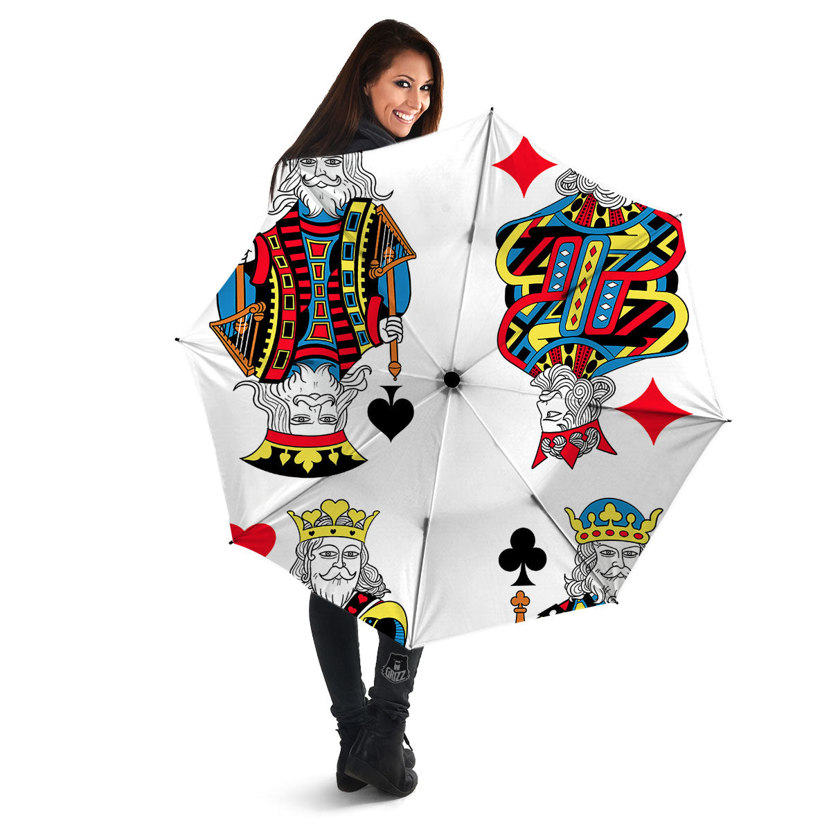 Playing Cards Four Kings Print Umbrella-grizzshop