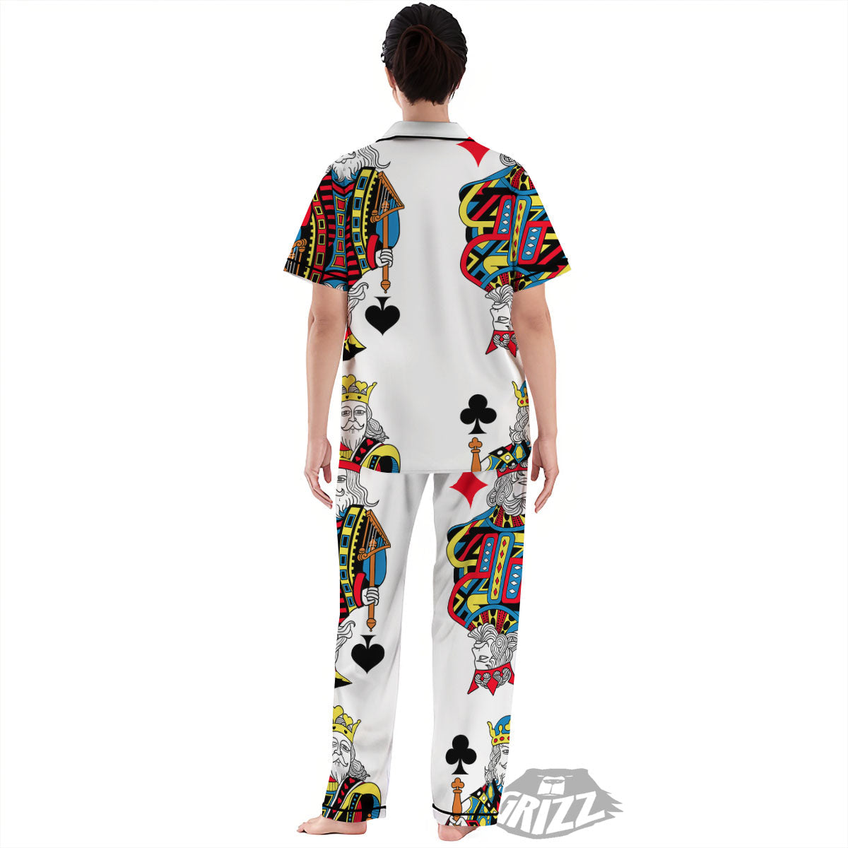 Playing Cards Four Kings Print Women's Pajamas Set-grizzshop