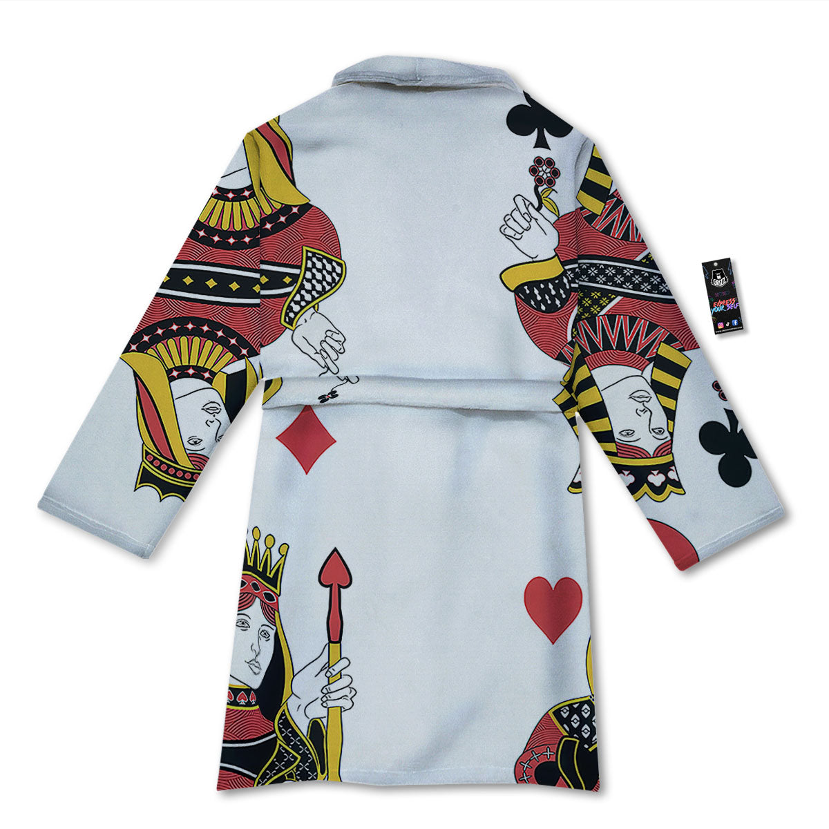 Playing Cards Four Queens Print Bathrobe-grizzshop