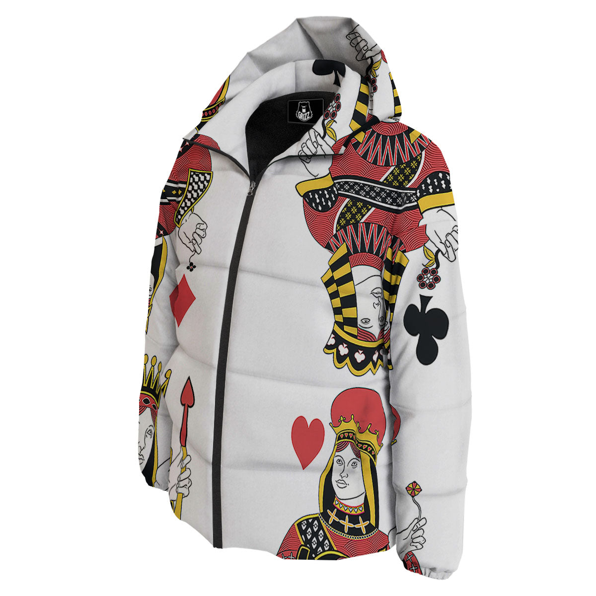 Playing Cards Four Queens Print Down Jacket-grizzshop