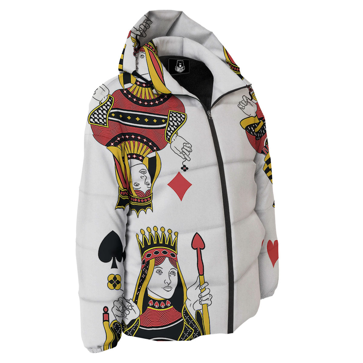 Playing Cards Four Queens Print Down Jacket-grizzshop
