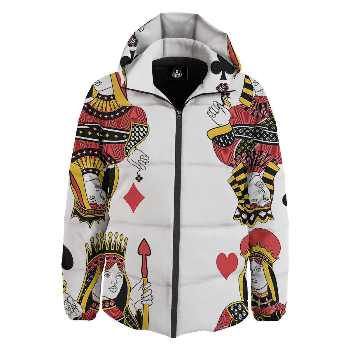 Playing Cards Four Queens Print Down Jacket-grizzshop