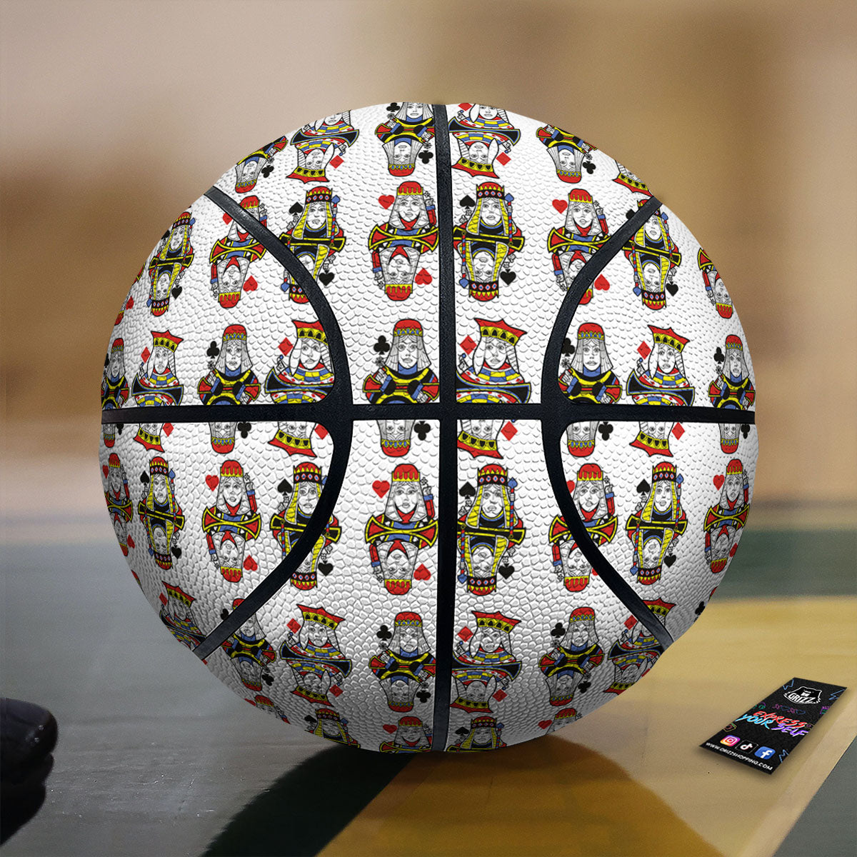 Playing Cards Four Queens Print Pattern Basketball-grizzshop