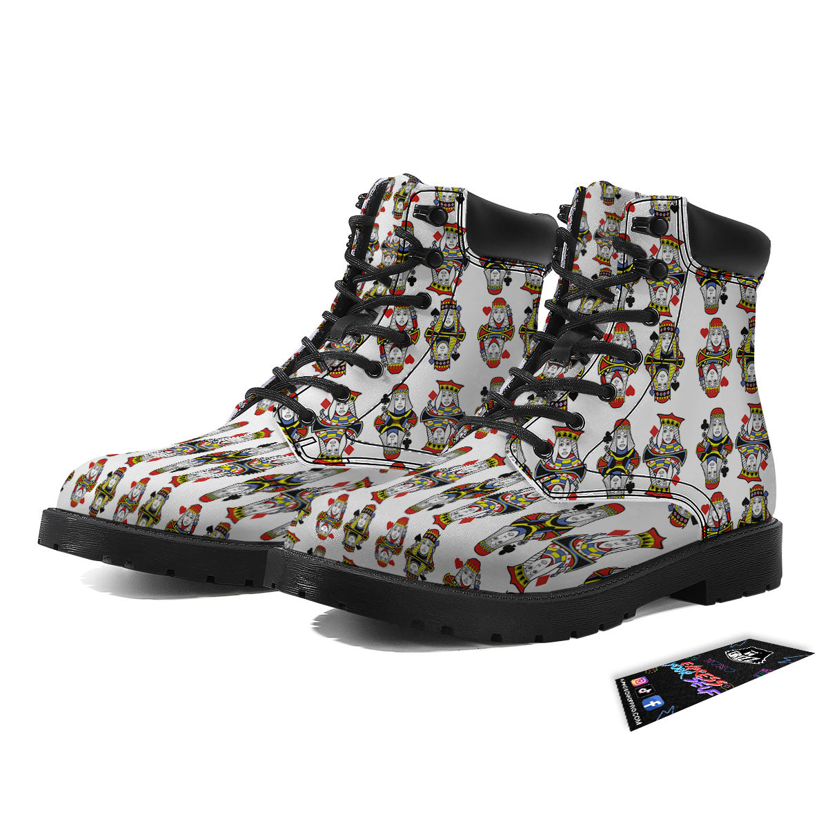 Playing Cards Four Queens Print Pattern Boots-grizzshop