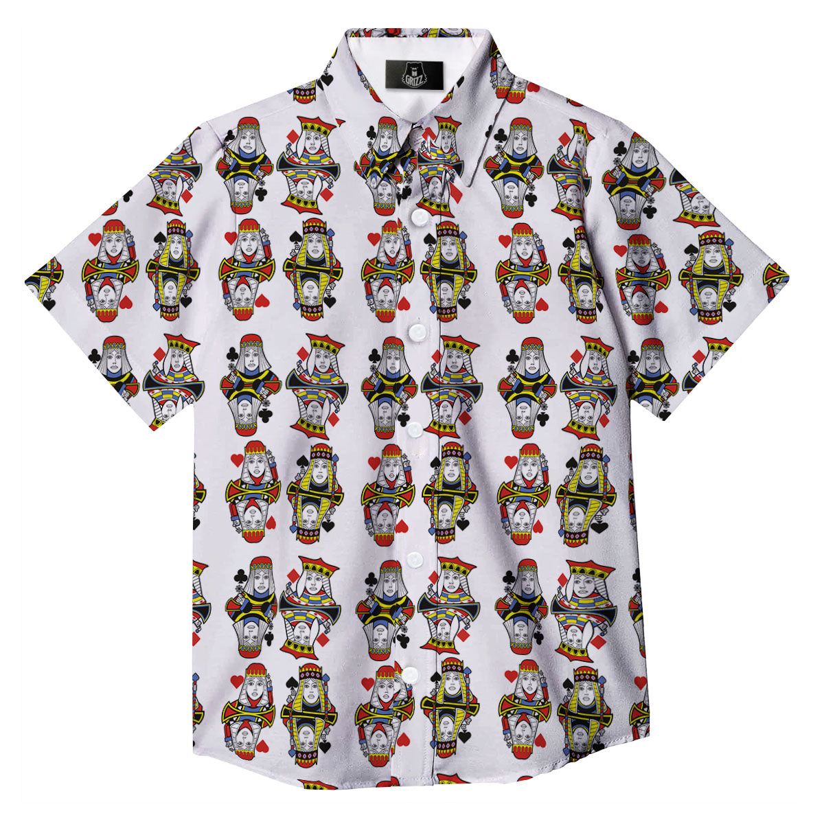 Playing Cards Four Queens Print Pattern Button Up Shirt-grizzshop