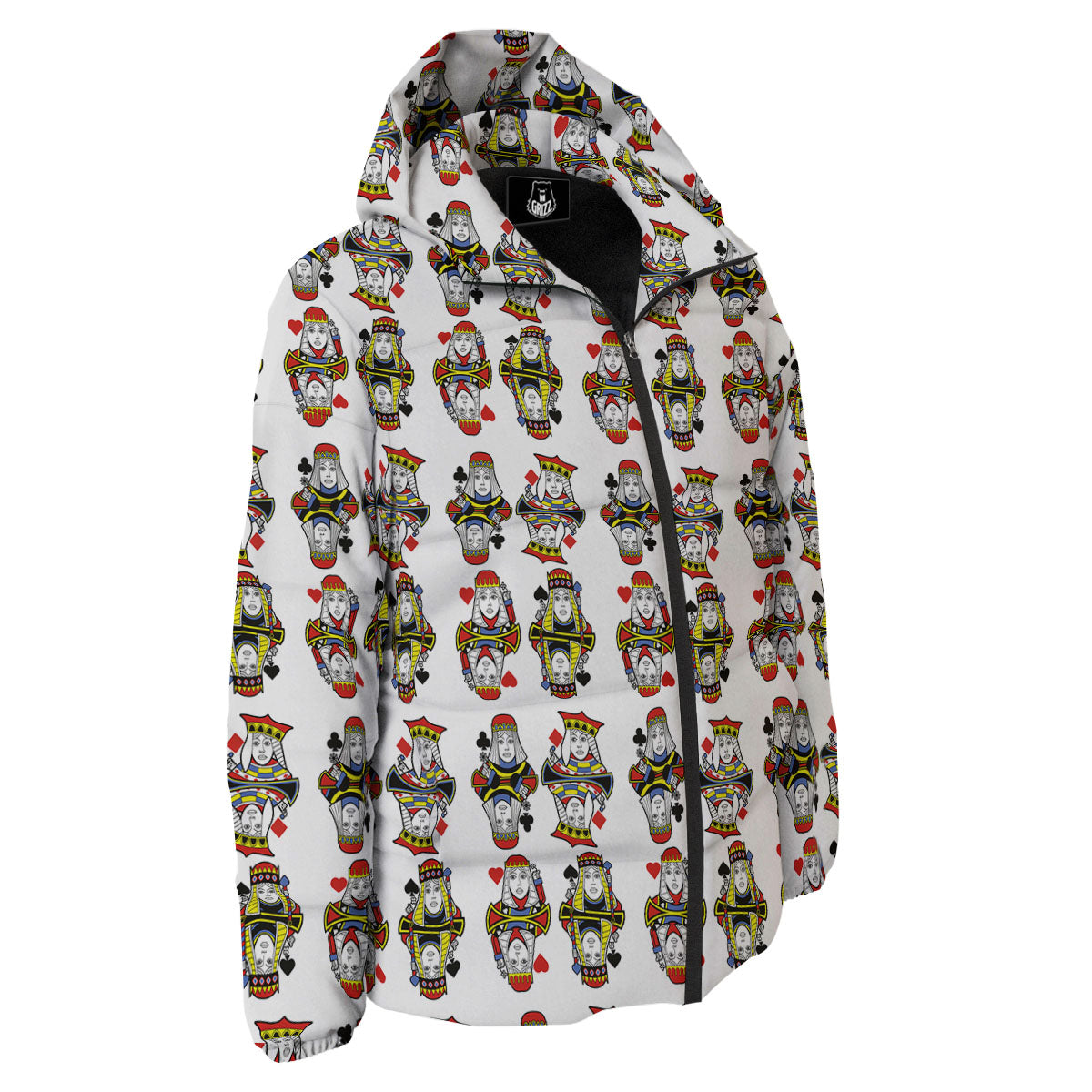 Playing Cards Four Queens Print Pattern Down Jacket-grizzshop