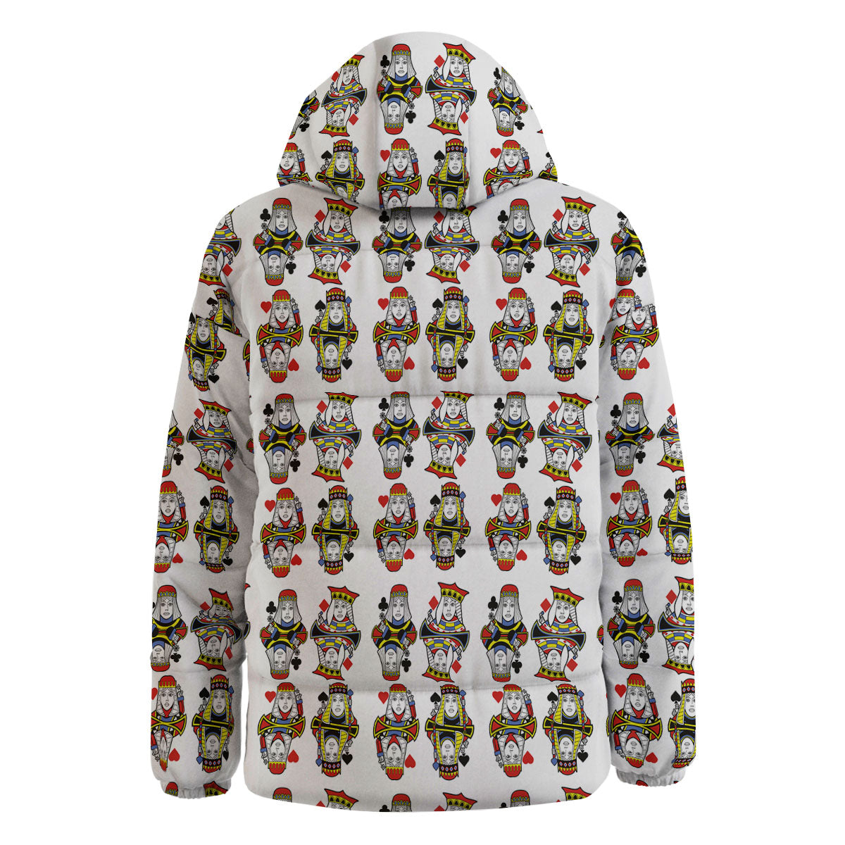 Playing Cards Four Queens Print Pattern Down Jacket-grizzshop