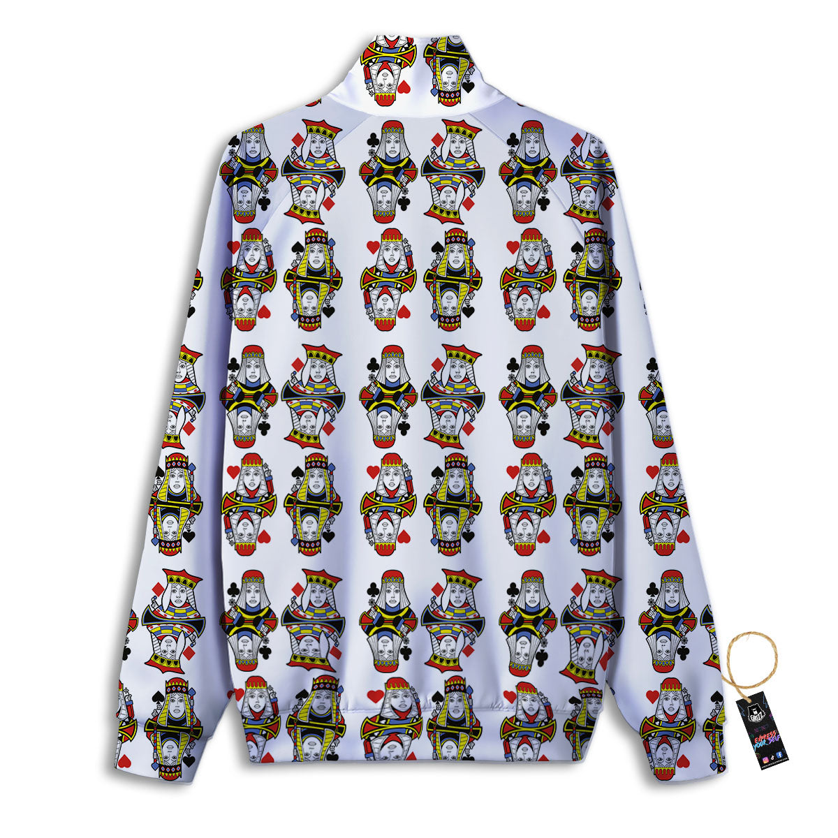 Playing Cards Four Queens Print Pattern Track Jacket-grizzshop