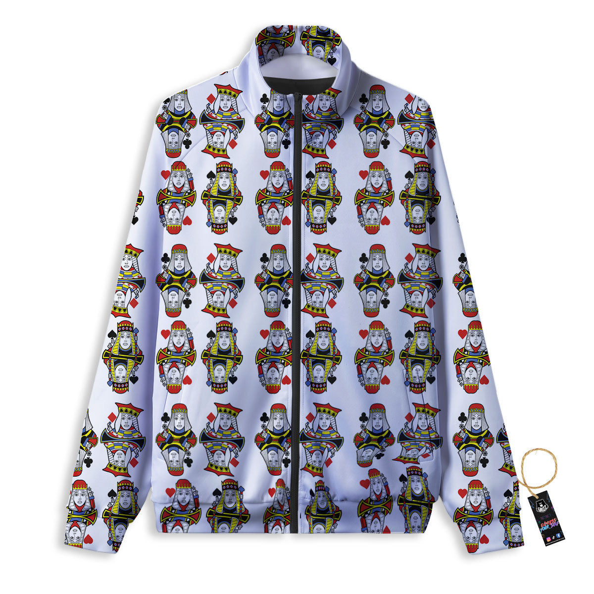 Playing Cards Four Queens Print Pattern Track Jacket-grizzshop