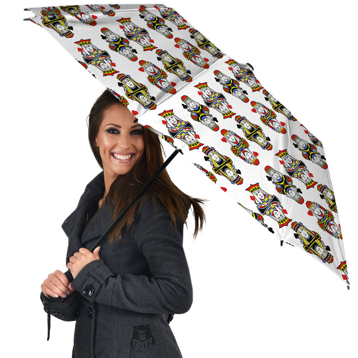 Playing Cards Four Queens Print Pattern Umbrella-grizzshop