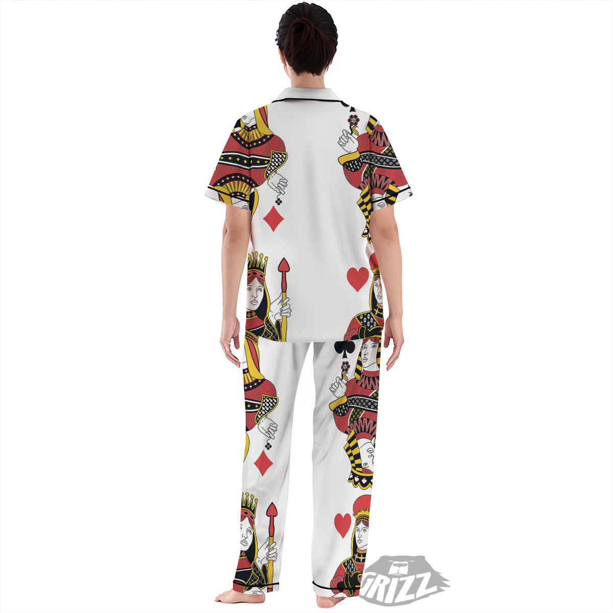Playing Cards Four Queens Print Women's Pajamas Set-grizzshop