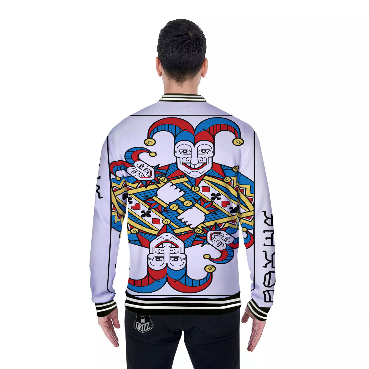 Playing Cards Joker Print Baseball Jacket-grizzshop
