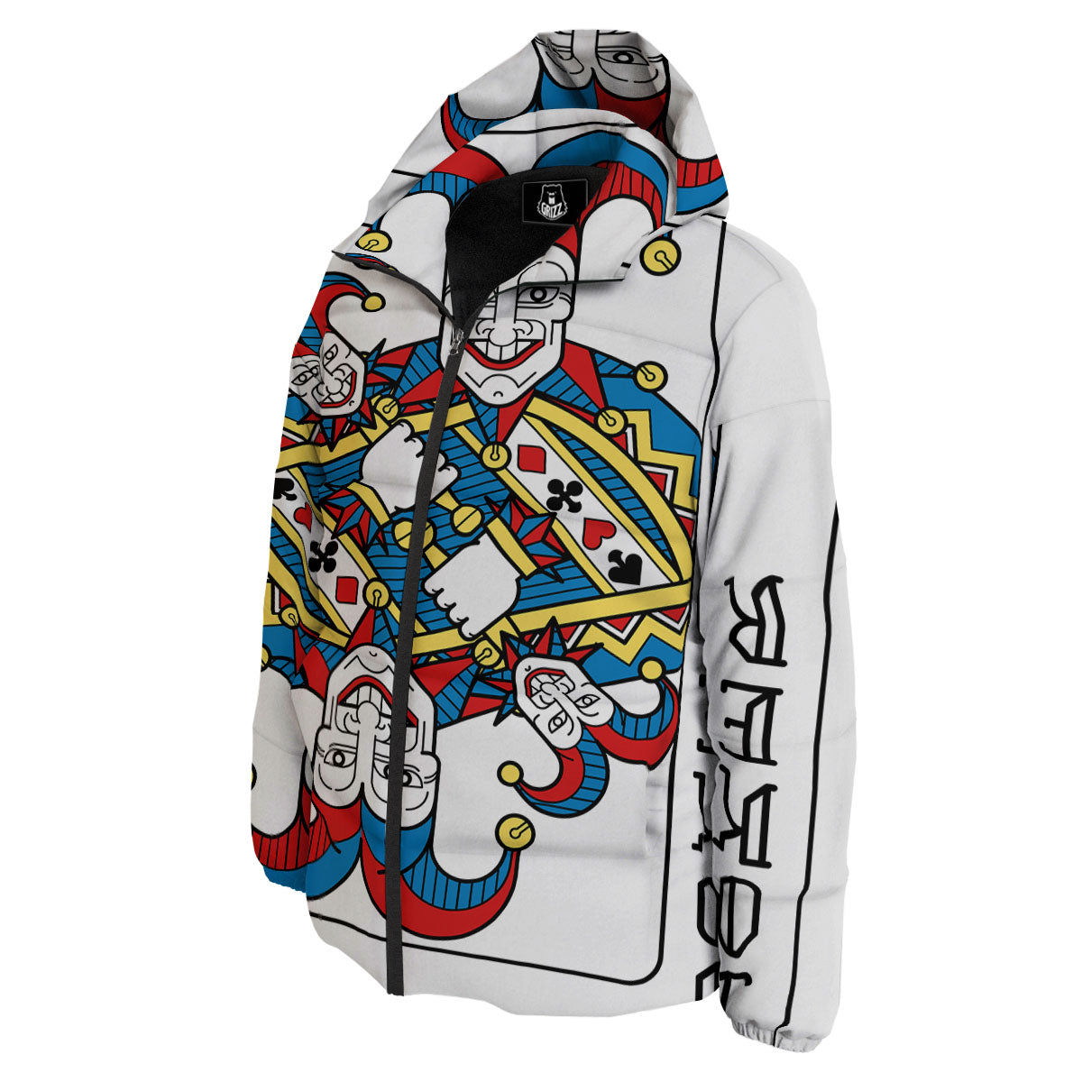 Playing Cards Joker Print Down Jacket-grizzshop