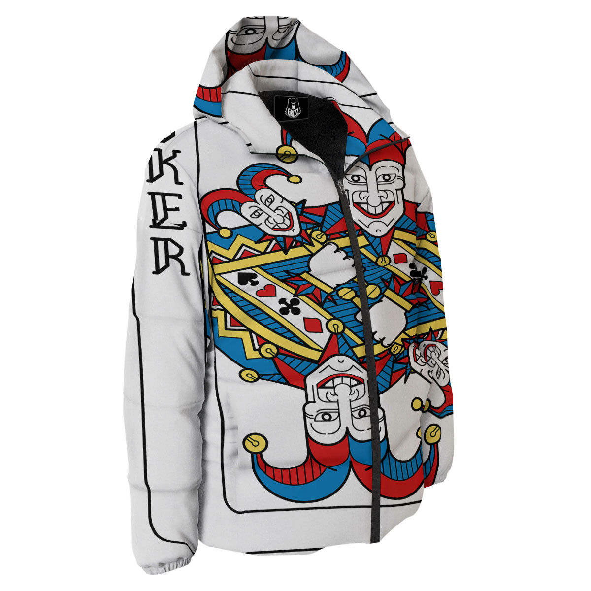 Playing Cards Joker Print Down Jacket-grizzshop