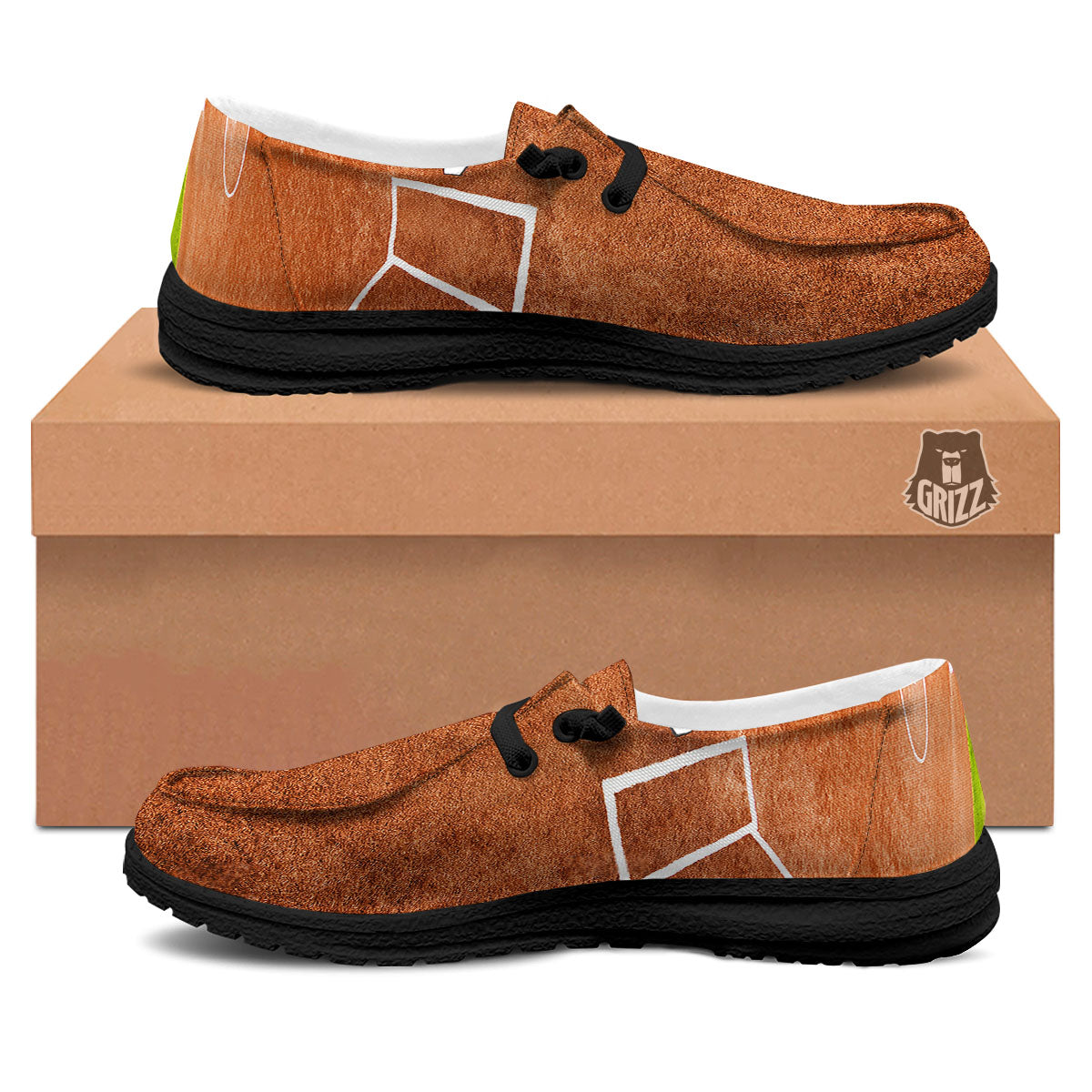 Playing Field Softball Print Black Loafers-grizzshop