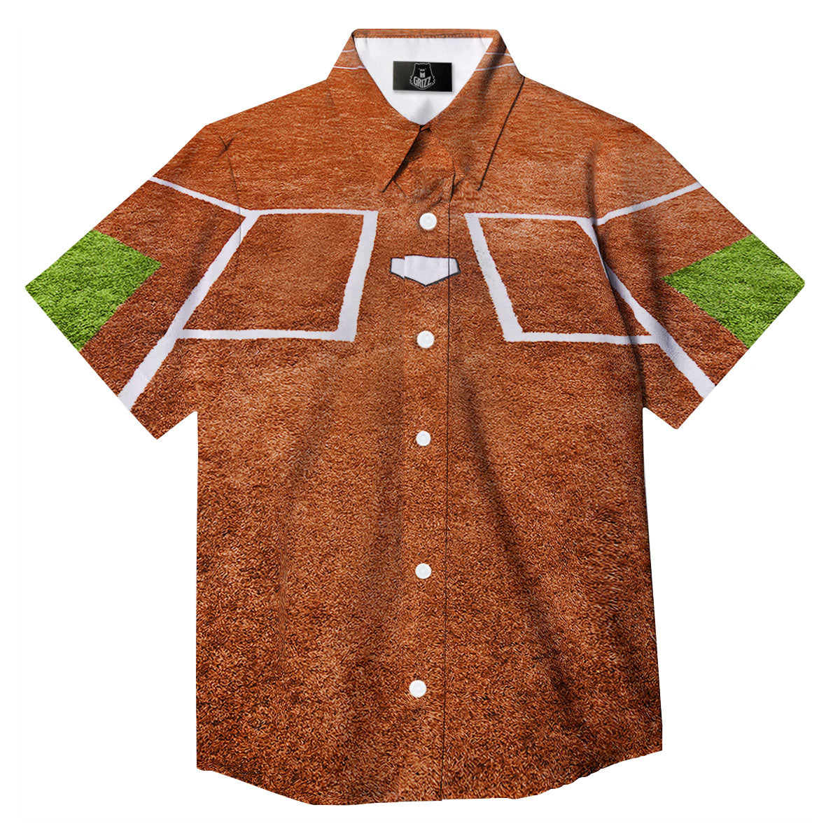 Playing Field Softball Print Button Up Shirt-grizzshop