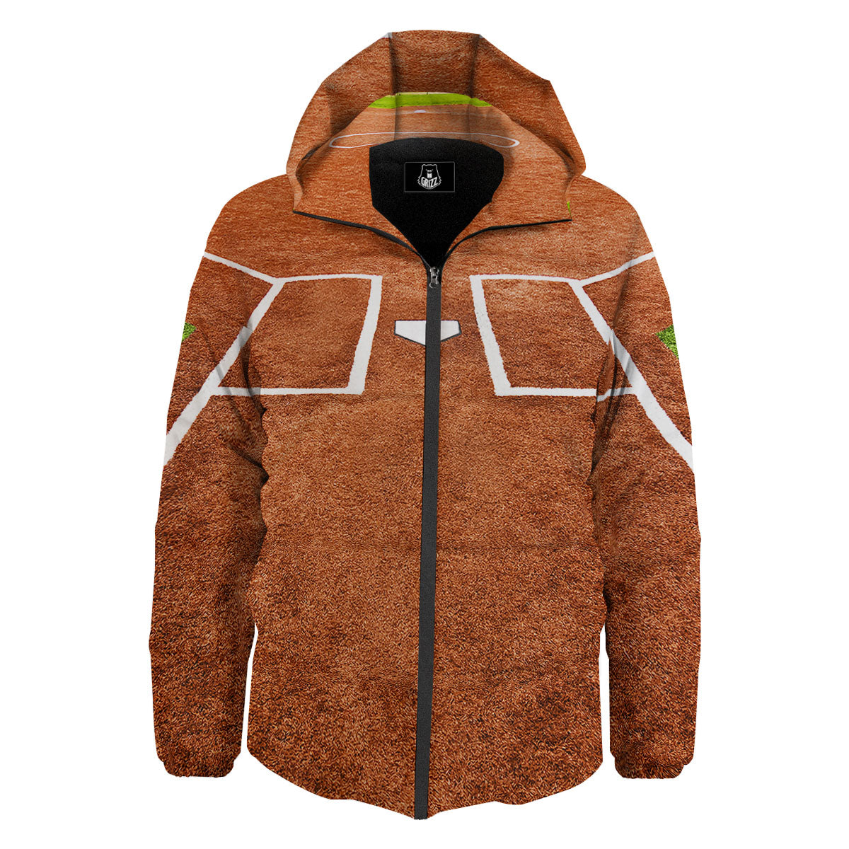 Playing Field Softball Print Down Jacket-grizzshop