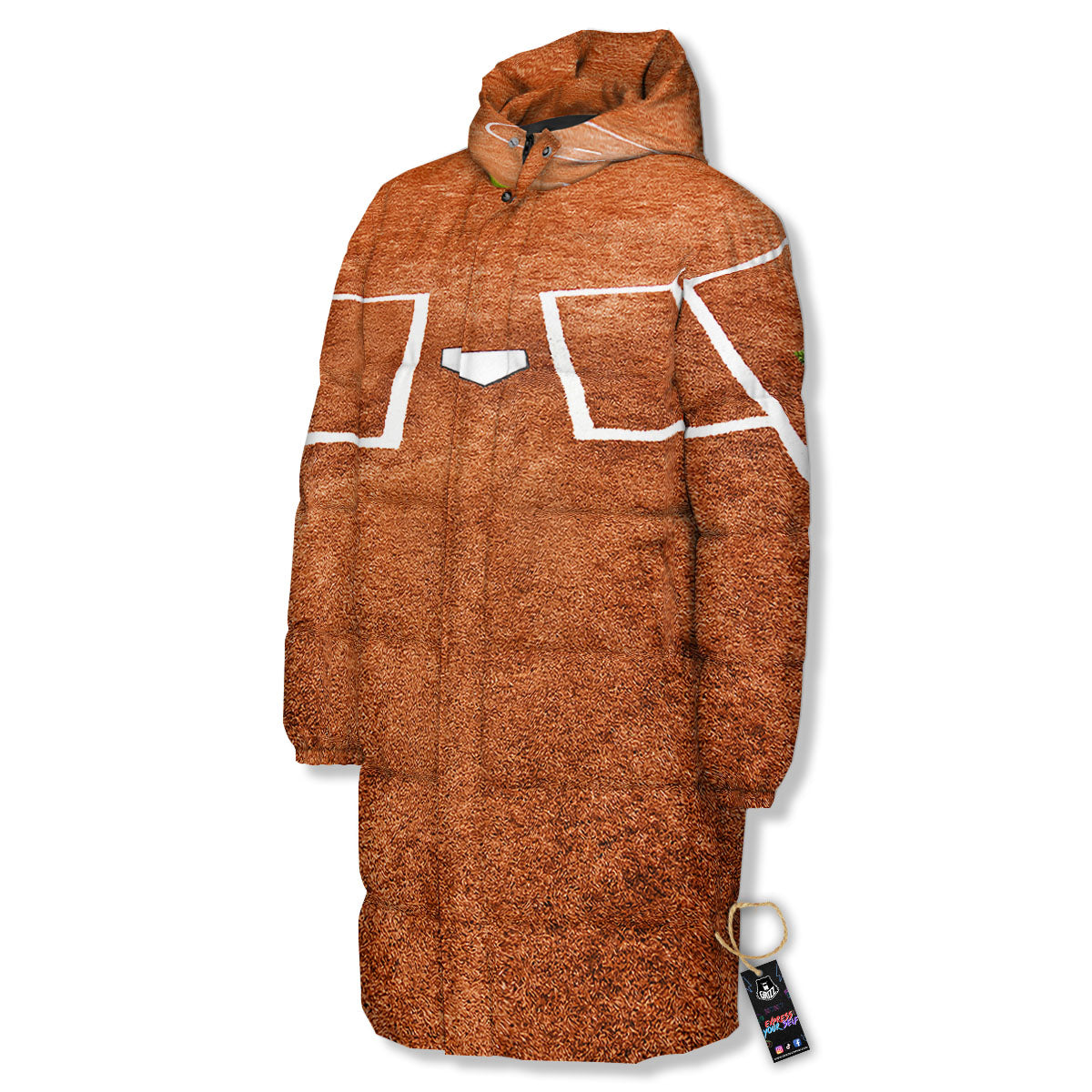 Playing Field Softball Print Long Down Jacket-grizzshop