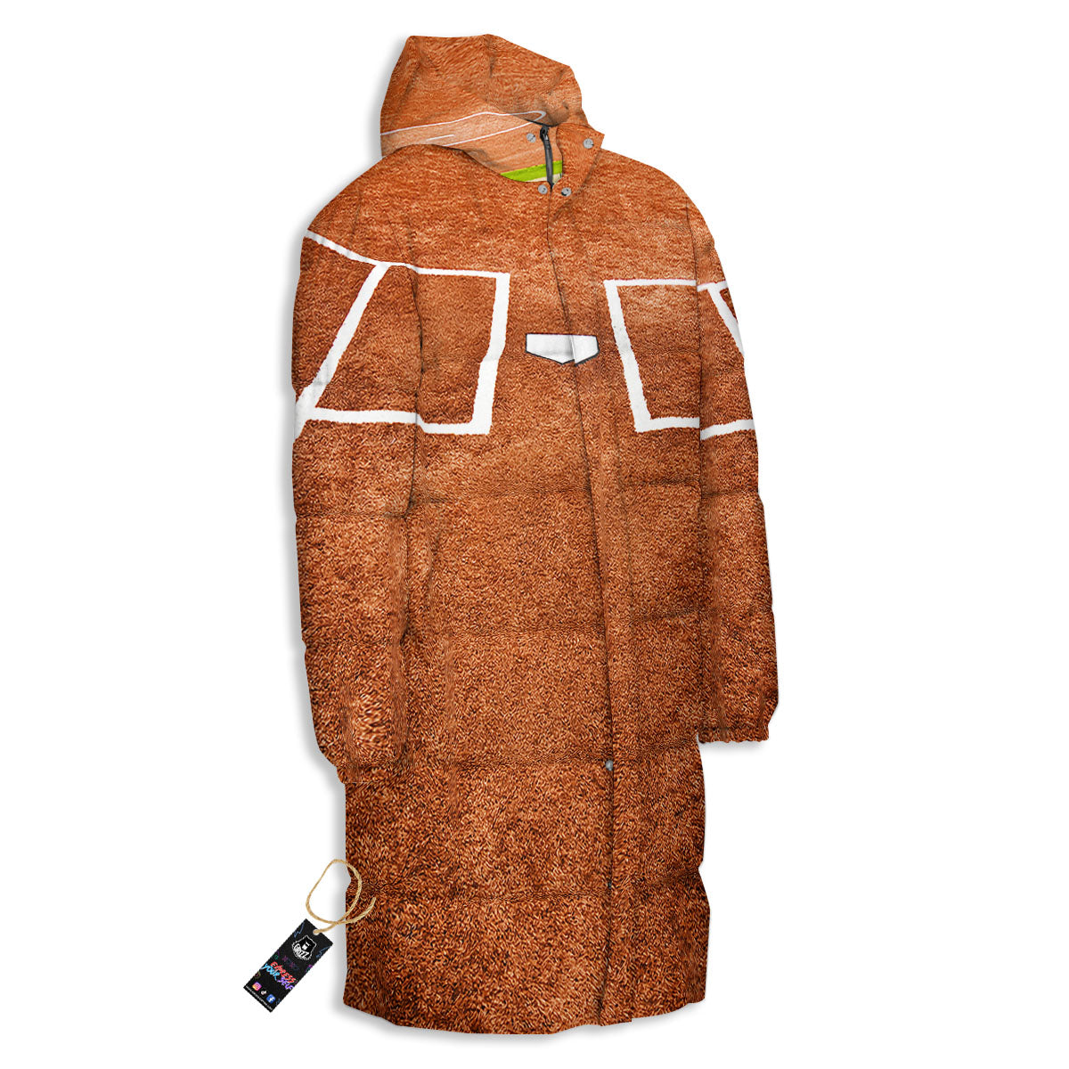 Playing Field Softball Print Long Down Jacket-grizzshop