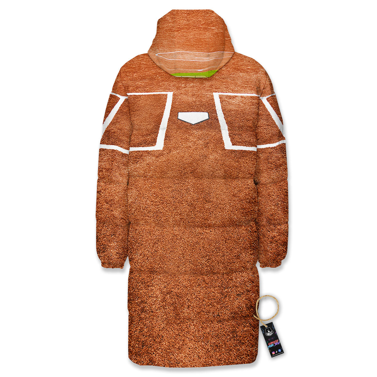 Playing Field Softball Print Long Down Jacket-grizzshop
