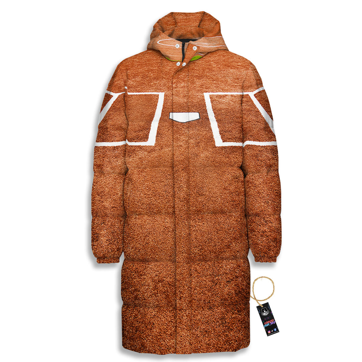 Playing Field Softball Print Long Down Jacket-grizzshop