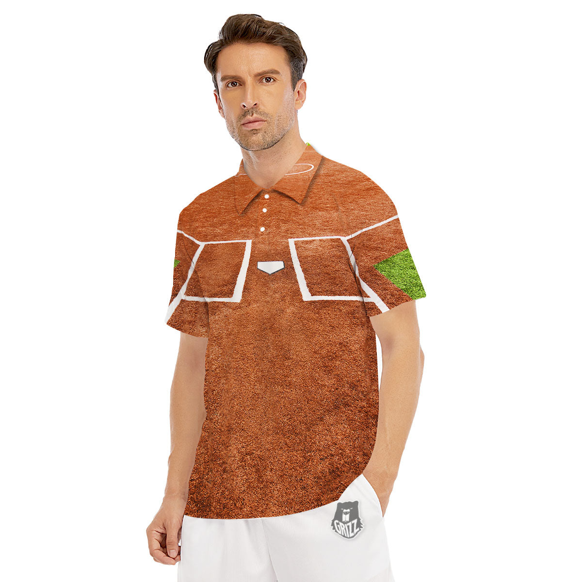 Playing Field Softball Print Men's Golf Shirts-grizzshop