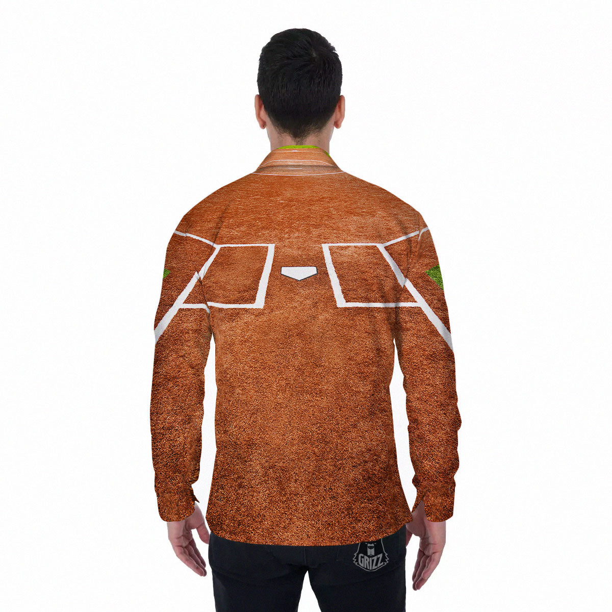 Playing Field Softball Print Men's Long Sleeve Shirts-grizzshop