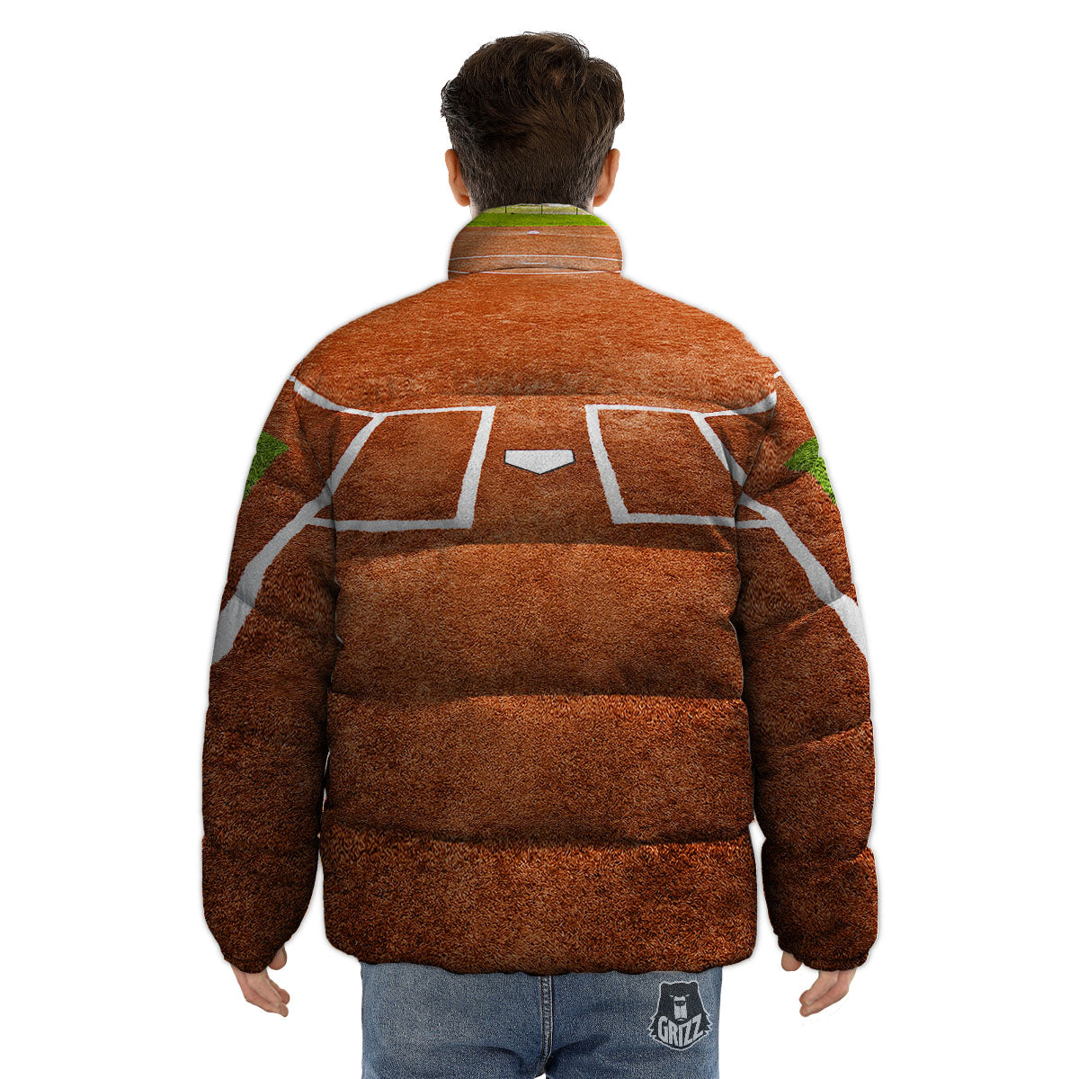 Playing Field Softball Print Puffer Jacket-grizzshop