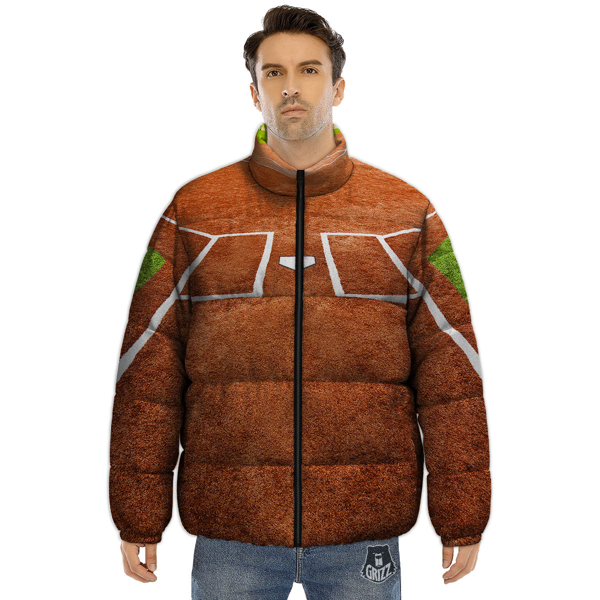 Playing Field Softball Print Puffer Jacket-grizzshop