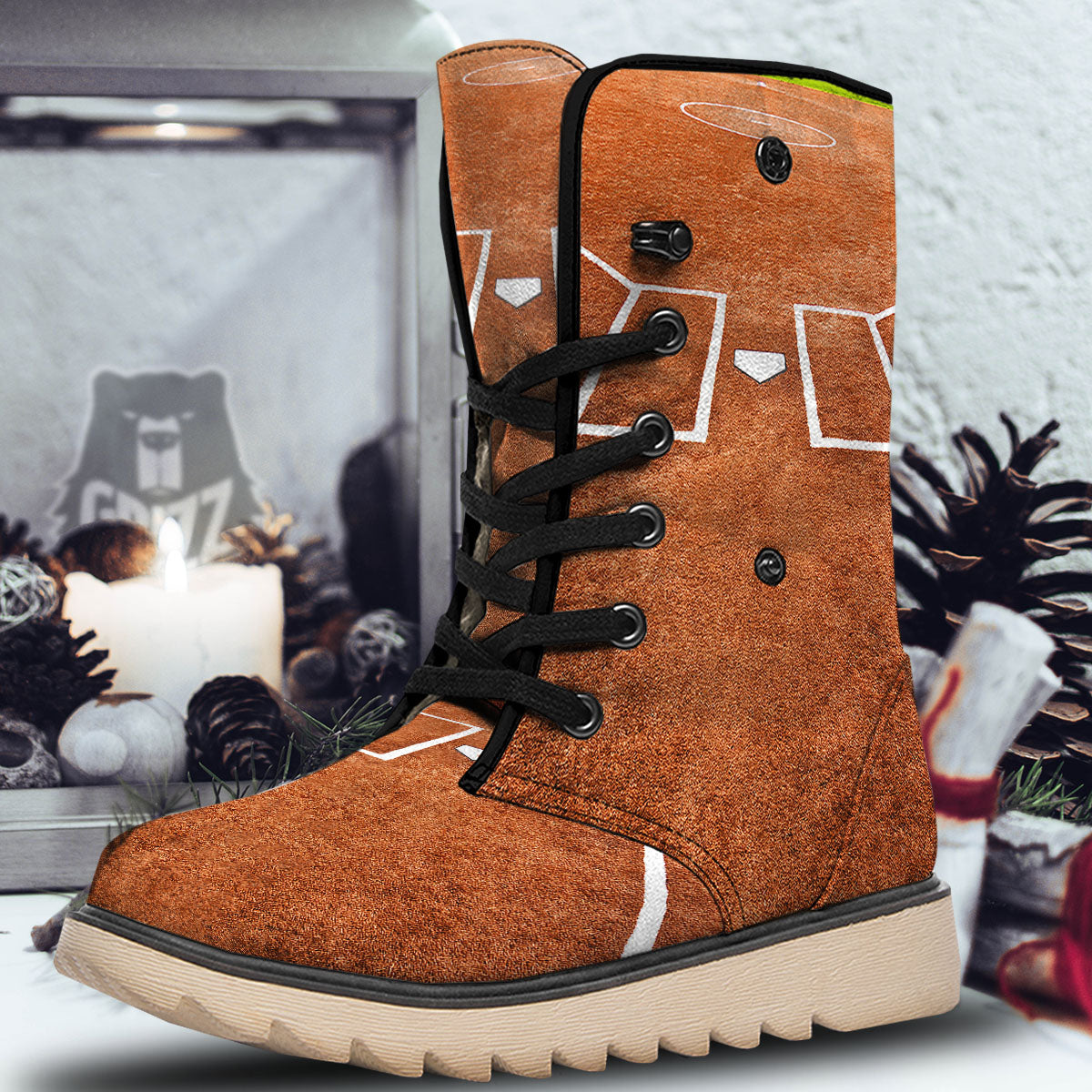 Playing Field Softball Print Snow Boots-grizzshop