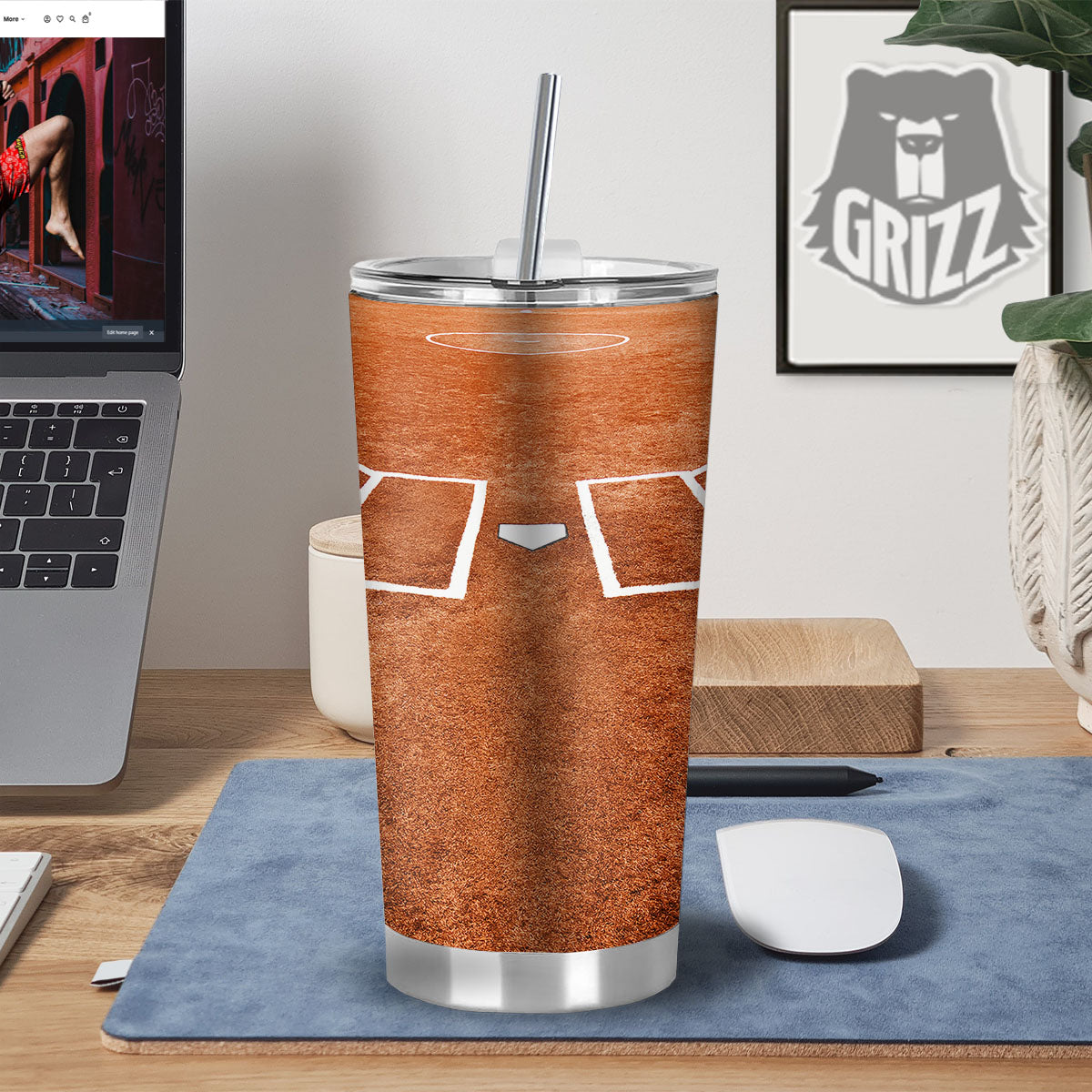 Playing Field Softball Print Tumbler-grizzshop