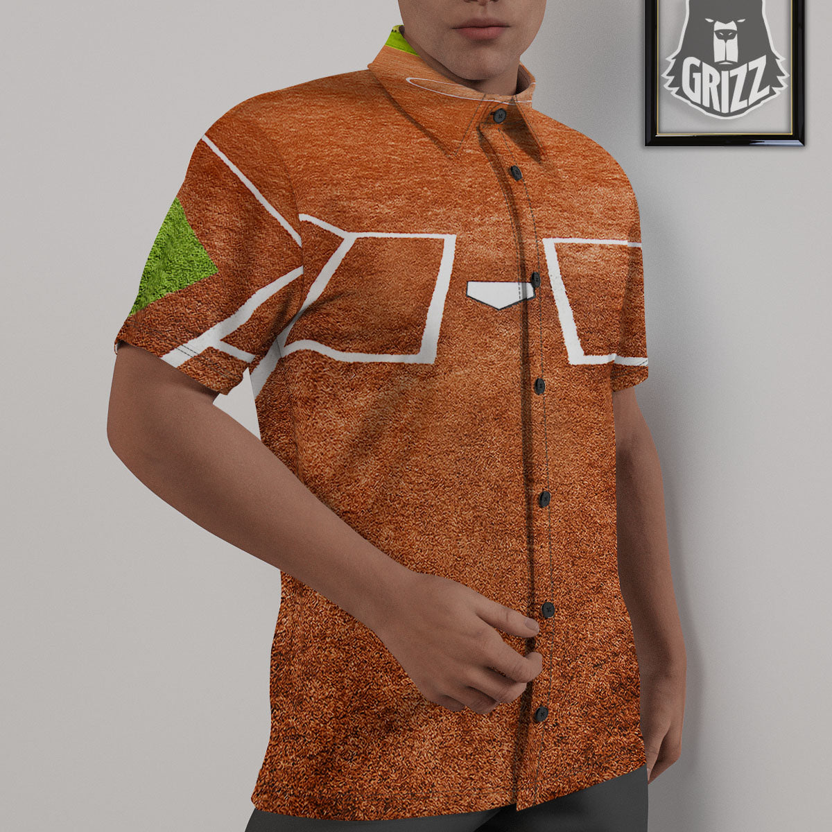 Playing Field Softball Print Untucked Shirts-grizzshop