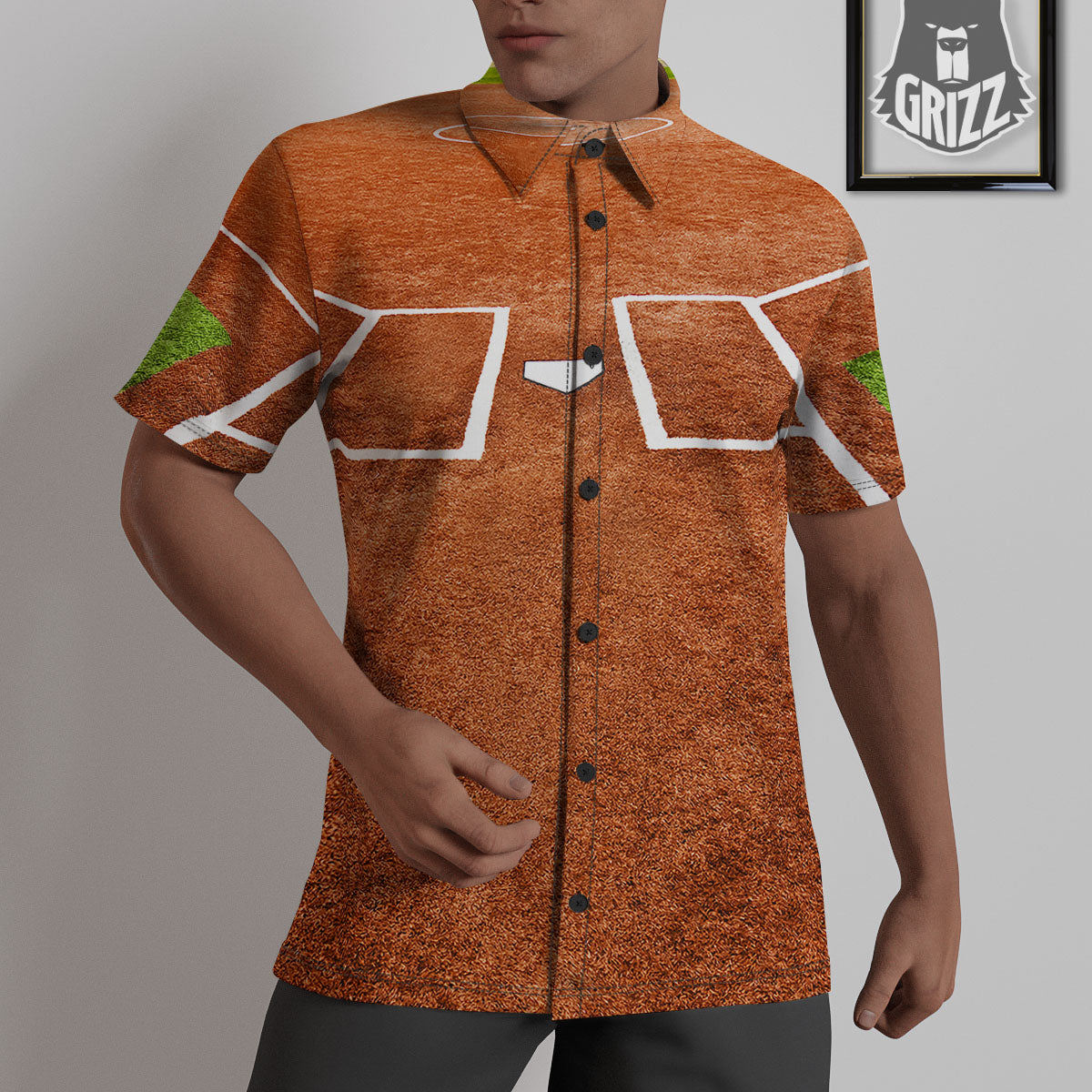 Playing Field Softball Print Untucked Shirts-grizzshop