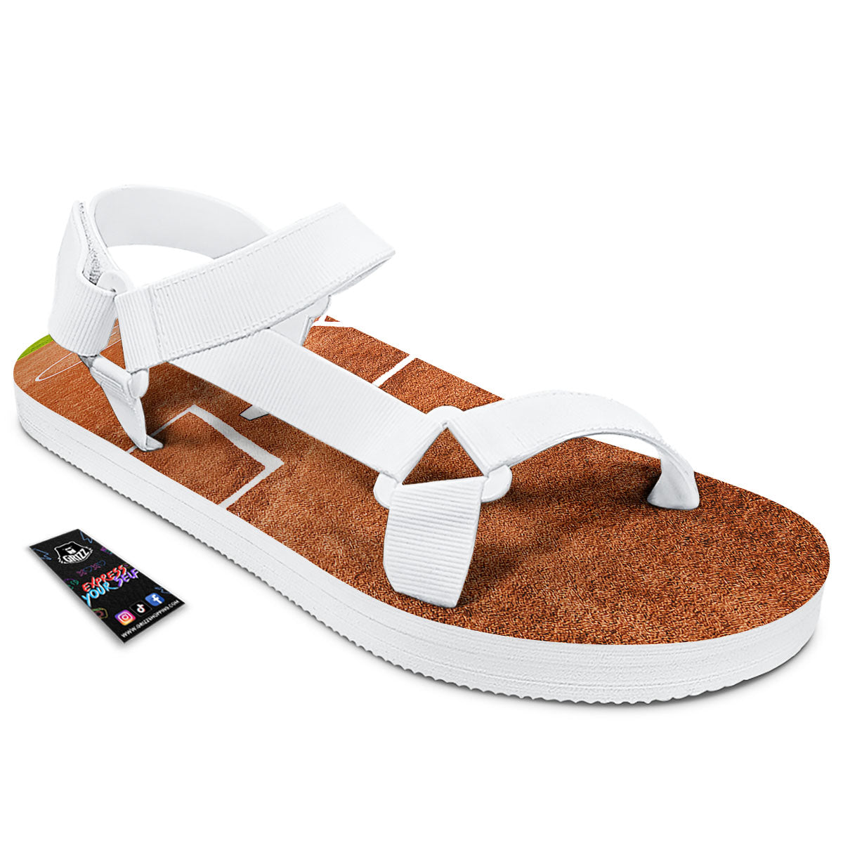 Playing Field Softball Print White Open Toe Sandals-grizzshop