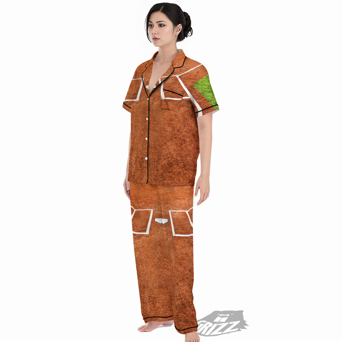 Playing Field Softball Print Women's Pajamas Set-grizzshop