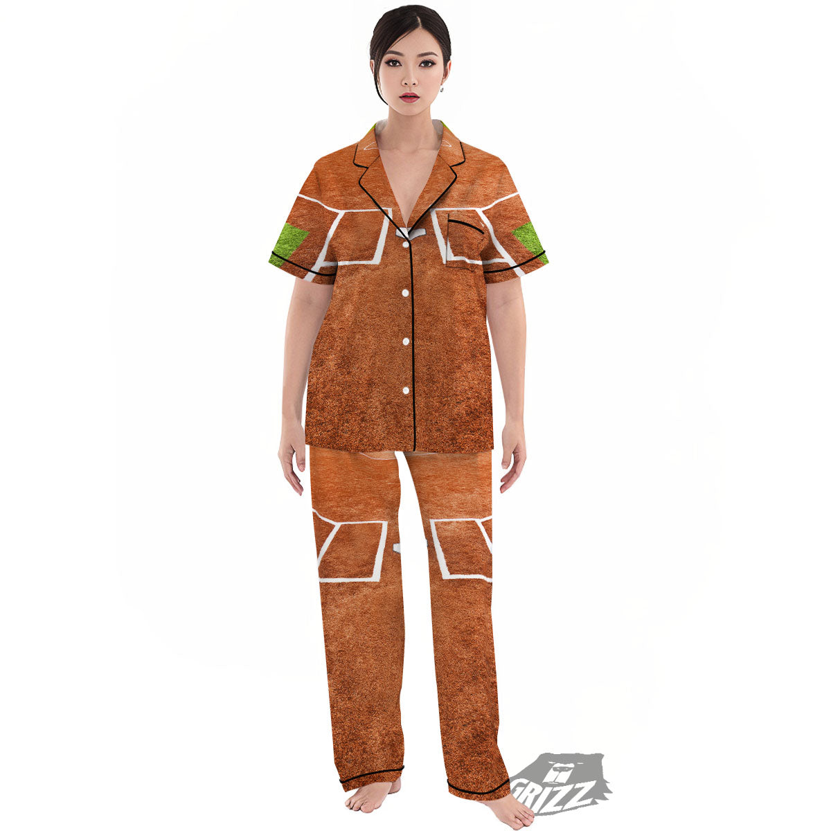 Playing Field Softball Print Women's Pajamas Set-grizzshop