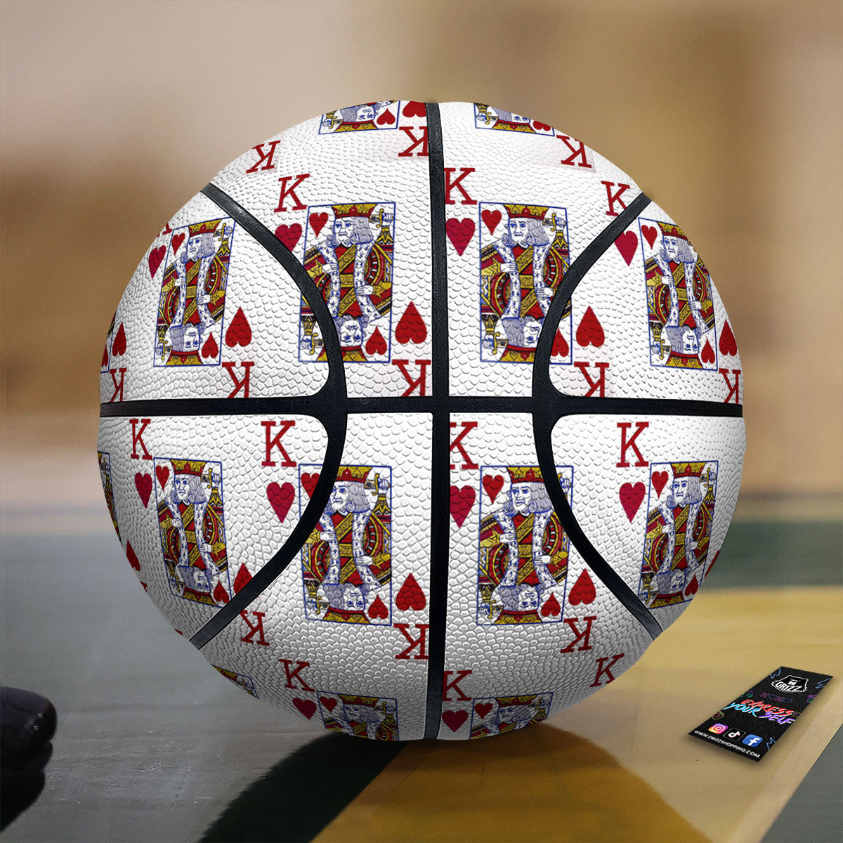 Playing Card King Of Hearts Print Pattern Basketball