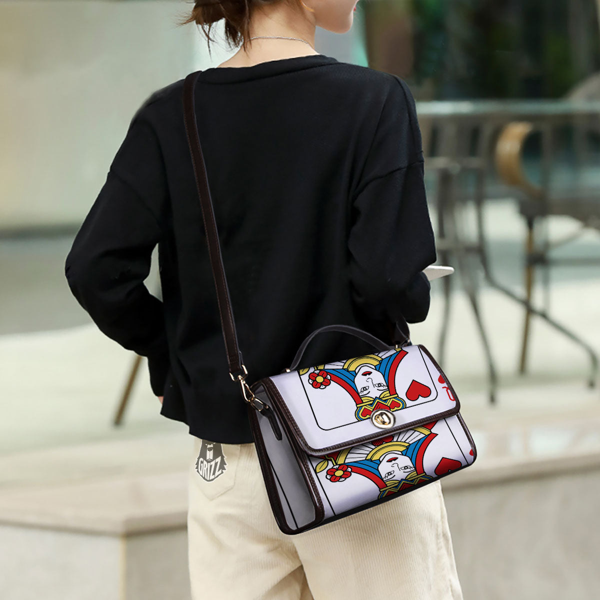 Playing Card Queen Of Hearts Print Women's Satchel Bag