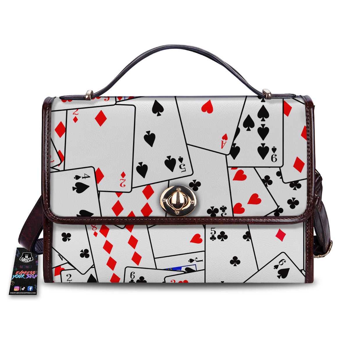 Playing Card Suits Black And Red Print Women's Satchel Bag