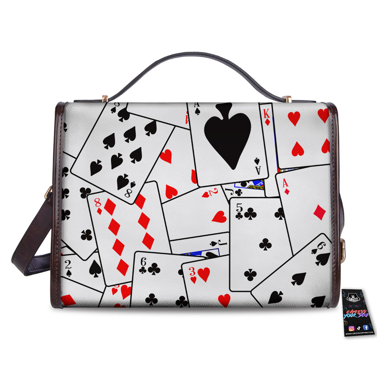 Playing Card Suits Black And Red Print Women's Satchel Bag